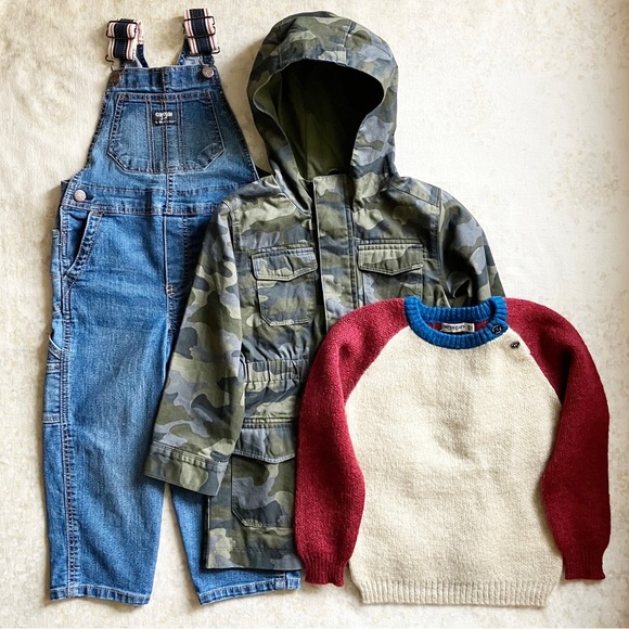 OshKosh B'gosh Other - Lot of 3 Boys XS 4 4T 4/5 Osh Kosh Bgosh Cat & Jack Imps & Elfs Overalls Jacket